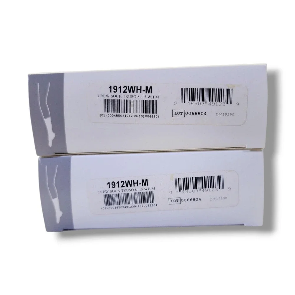 Truform Leg Health Trusoft Diabetic‎ Socks Medium White 1912 8-15mmHg Lot Of 2